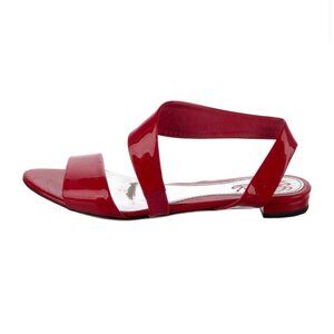 Gucci Authentic Solid Coral Pink Patent Leather Flat T Strap Sandals 6.5